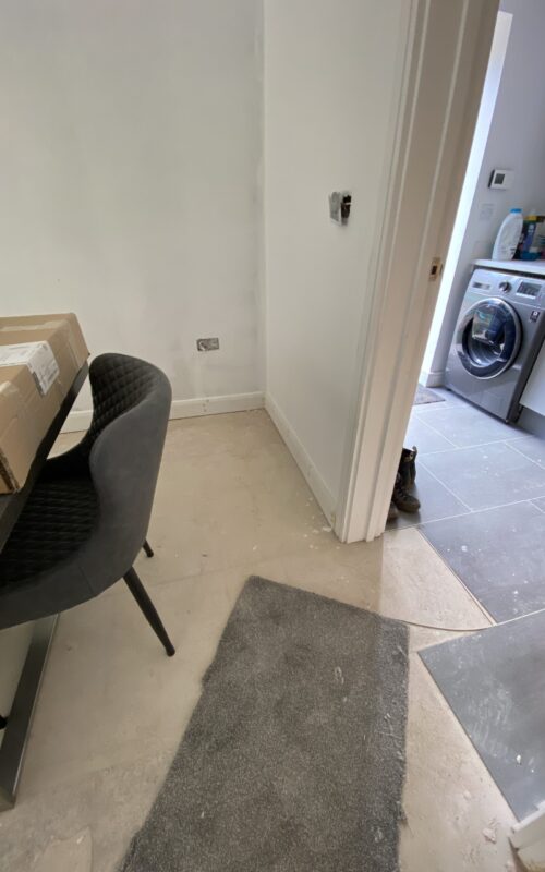 Skirting boards installed on a newly built kitchen diner extension