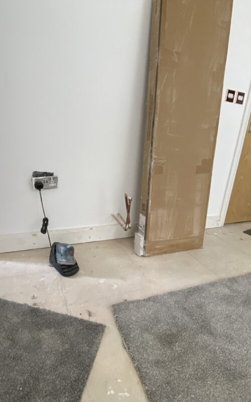 Skirting board installation on a kitchen diner extension