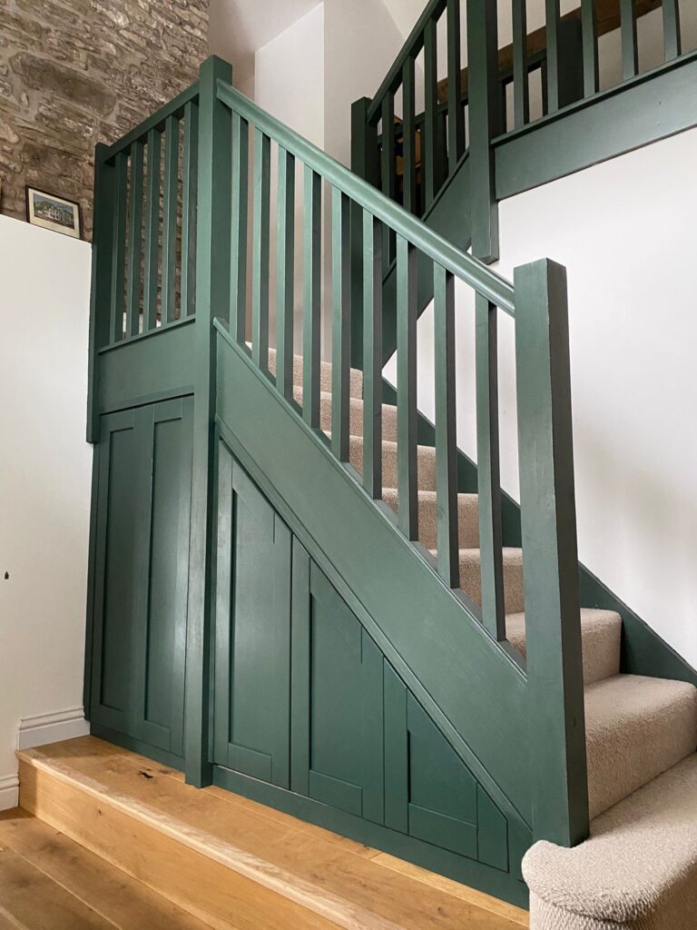 sprayed green to match existing staircase colour by Revitalise Interiors